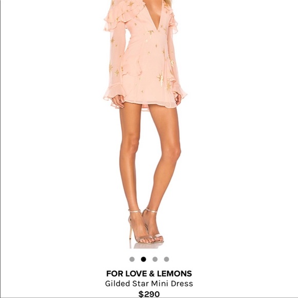NWT For Love & Lemons Gilded Star Mini Dress Rose Gold - Picture 1 of 4